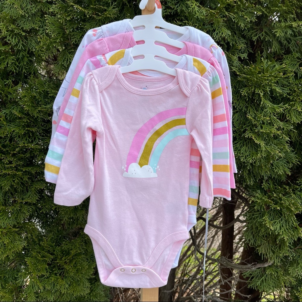 Cloud Island 4 pk longsleeve body suits 6-9 M pink